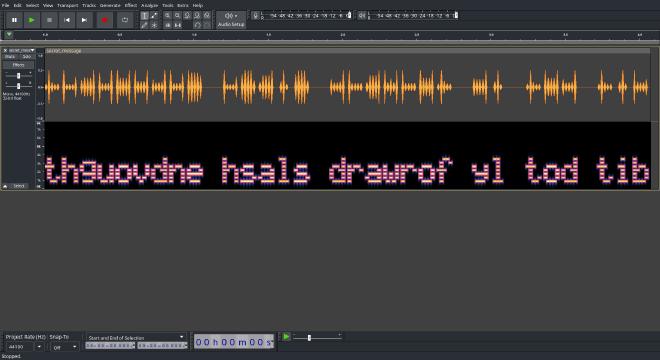 Audacity’s Spectrogram showing text of a message