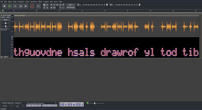 Audacity&rsquo;s Spectrogram showing text of a message